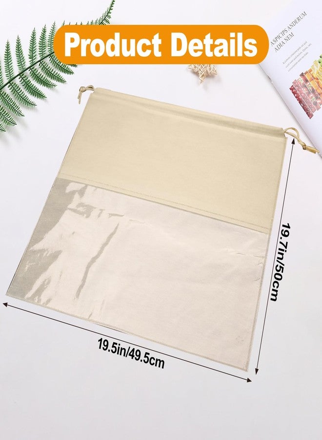 PLMMOUT 12 PCS Dustproof Drawstring Bags,Breathable Non-Woven Fabric Drawstring Dust Covers,Storage Bags Dust Bag for Handbags Shoes Purses,Beige - Image 2